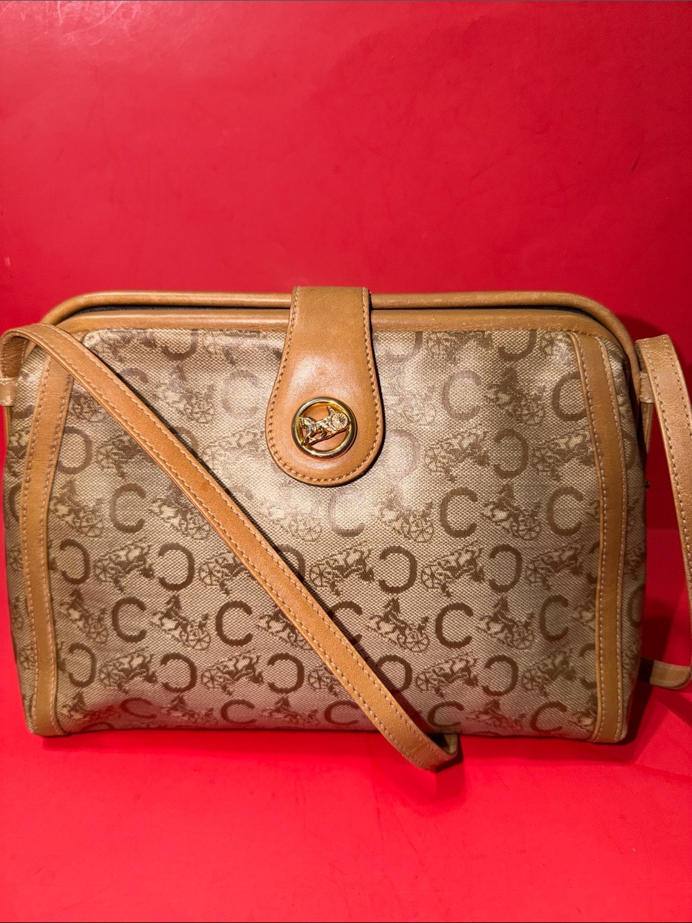 CELINE Monogram Crossbody Shoulder Bag - Classic Logo Print